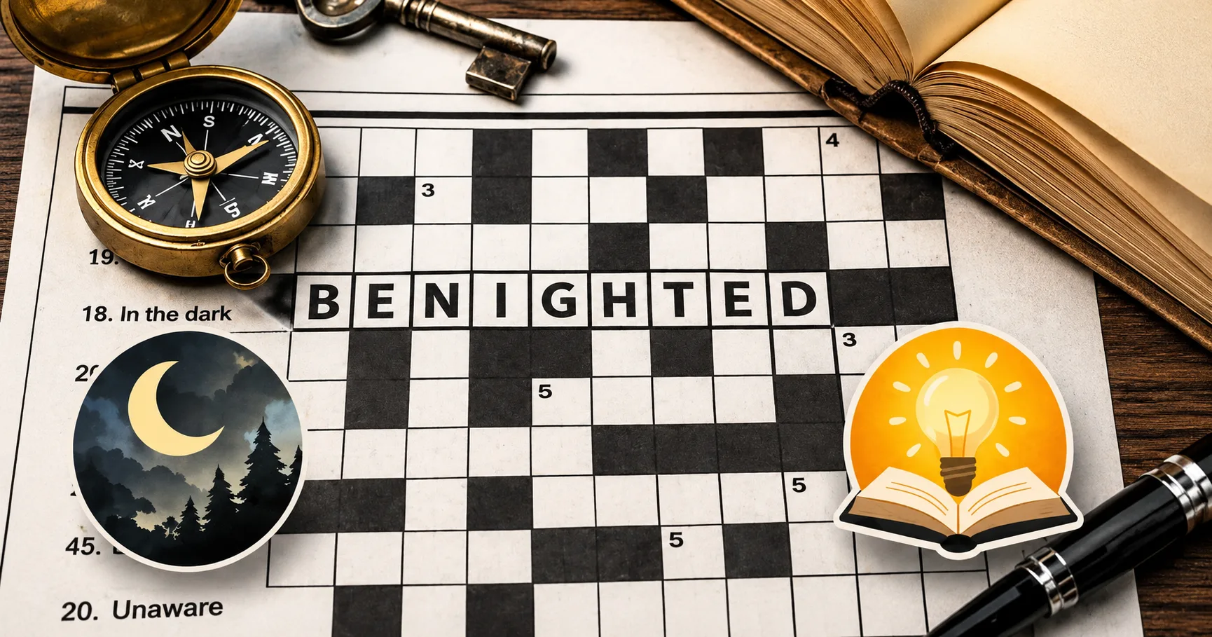 Benighted Crossword Clue: Every Answer, All Letter Counts, and Expert Solving Strategies